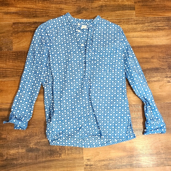 Madewell Denim Print Half Button Popover Shirt- size small - Picture 2 of 3